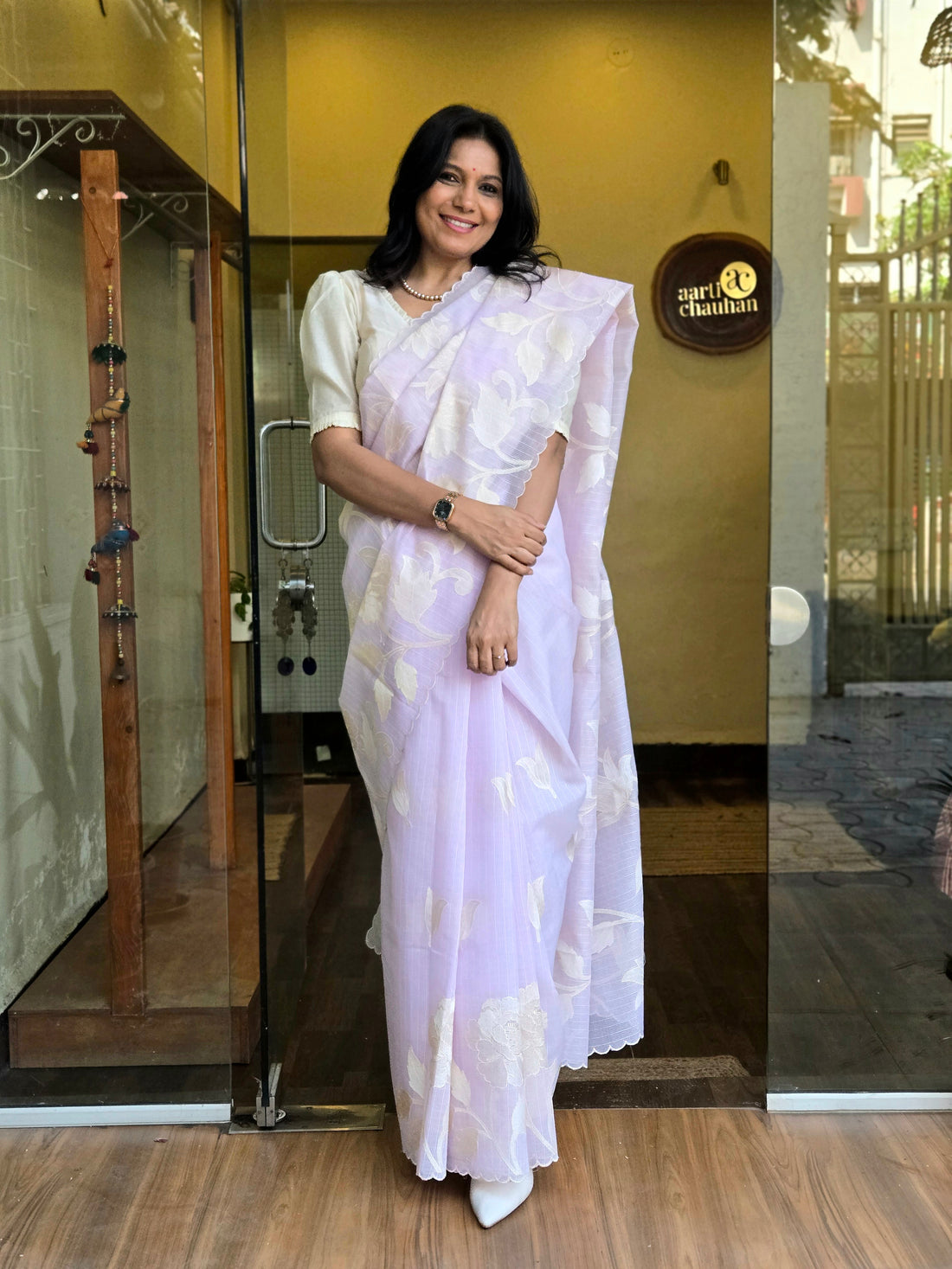 Kota Doriya Embroidered Purple Saree