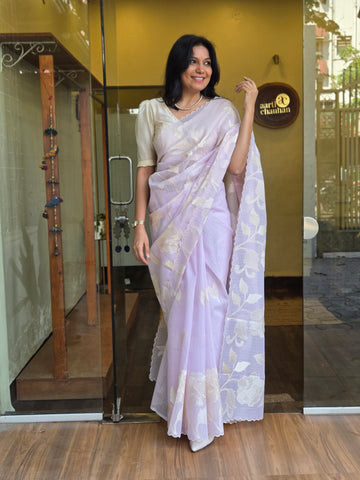 Kota Doriya Embroidered Purple Saree