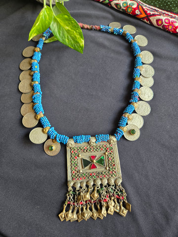 Vintage Afghani Long Beaded Necklace