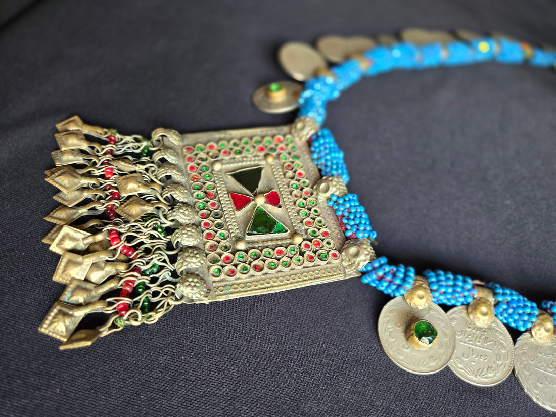 Vintage Afghani Long Beaded Necklace