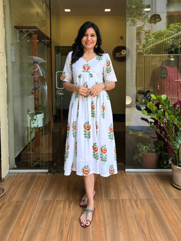 Nazakat - Mughal Butta Alia Cut Dress
