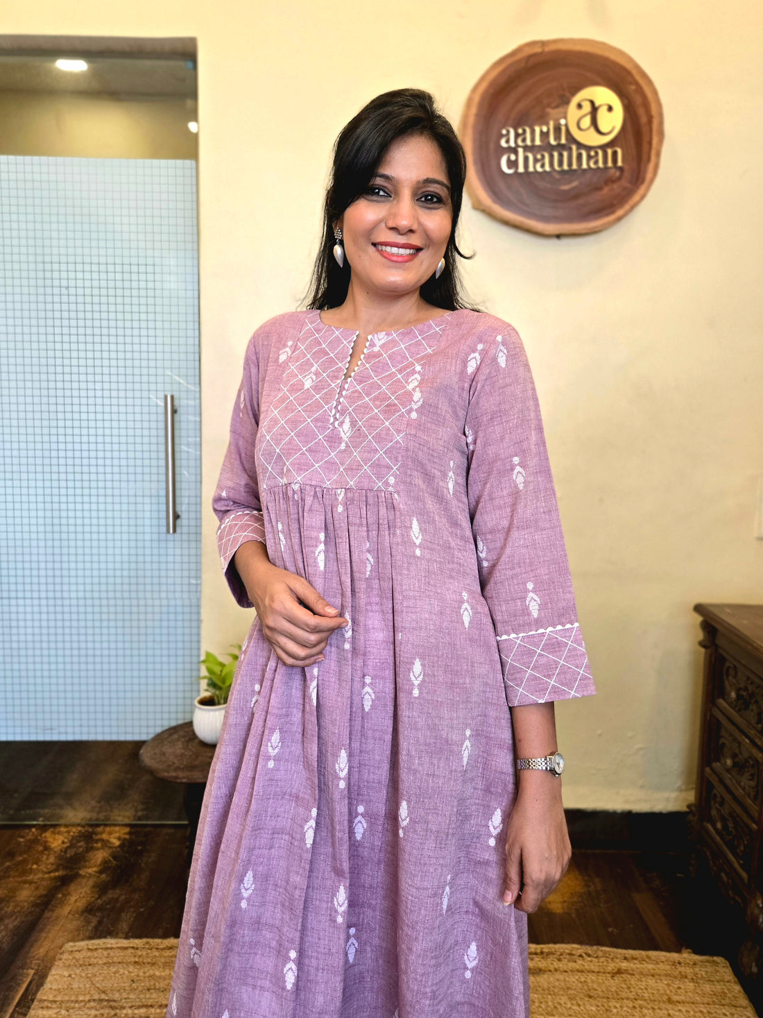 Sutradhara - Jamdani Kurti Mauve Color