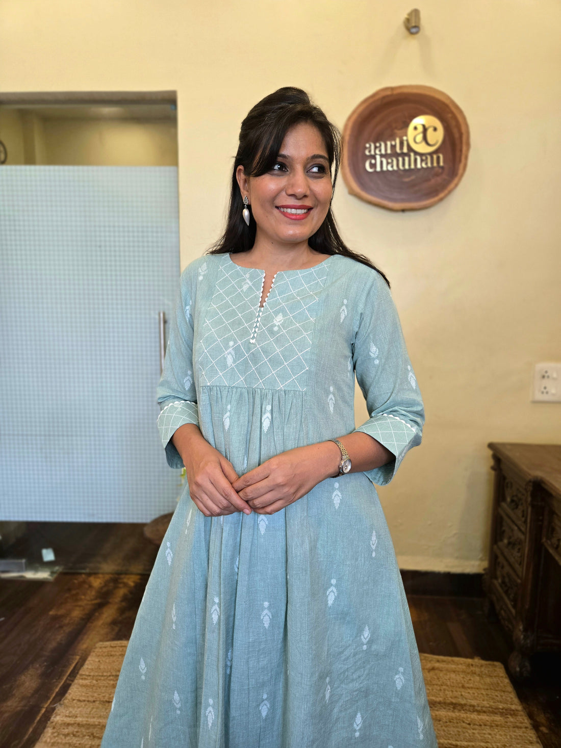 Sutradhara - Jamdani Kurti Pista Green Color