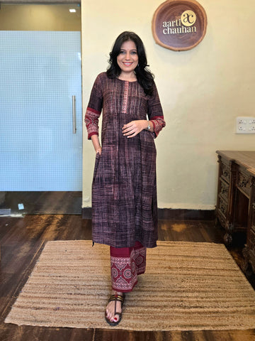 Brush N Strokes Ajrakh Pintuck Kurti