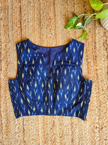Tarini- Handloom Ikkat Sico Blouse Blue