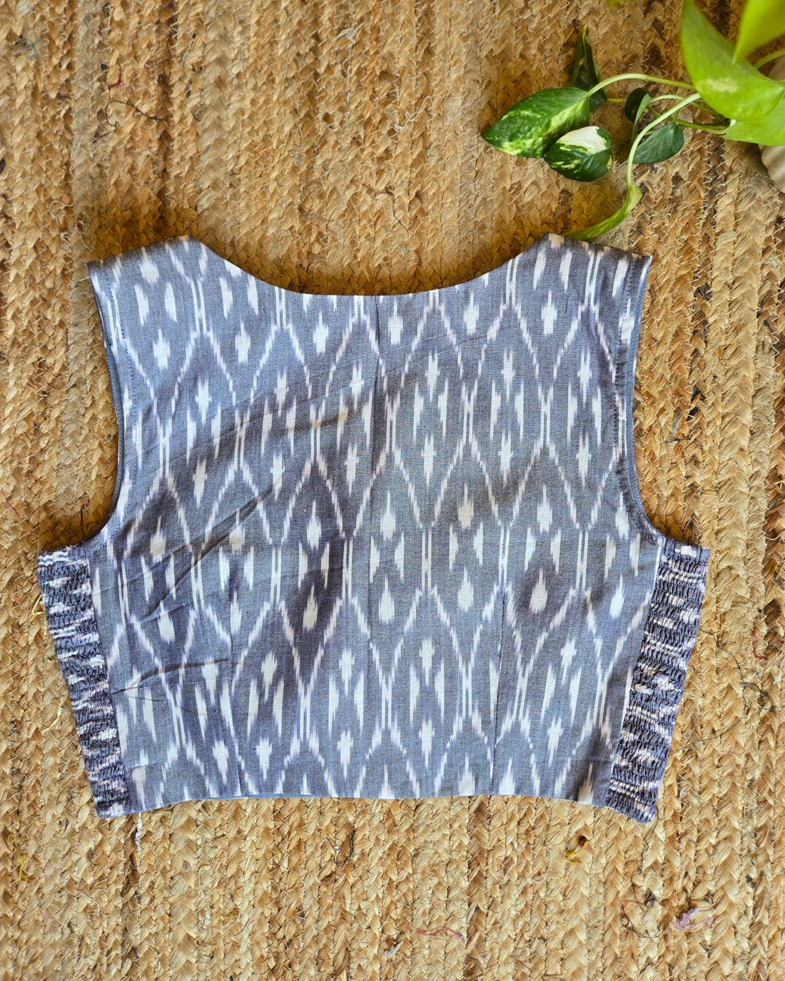 Tarini- Handloom Ikkat Sico Blouse Grey
