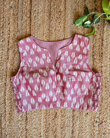 Tarini- Handloom Ikkat Sico Blouse Pink