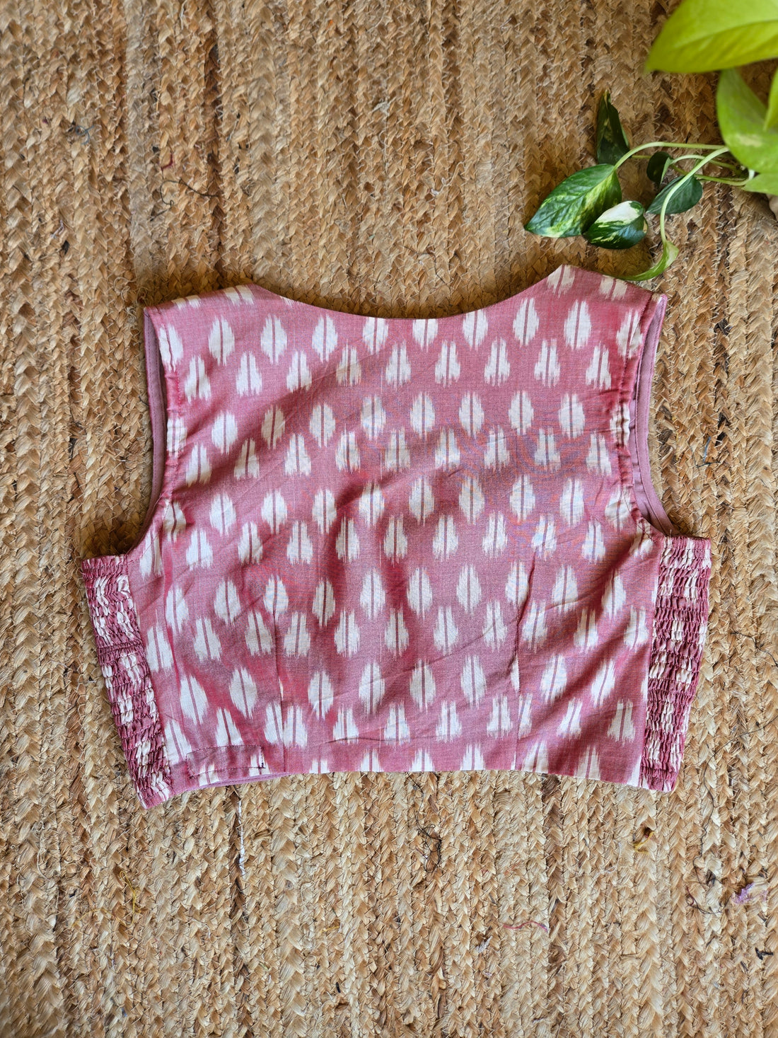 Tarini- Handloom Ikkat Sico Blouse Pink