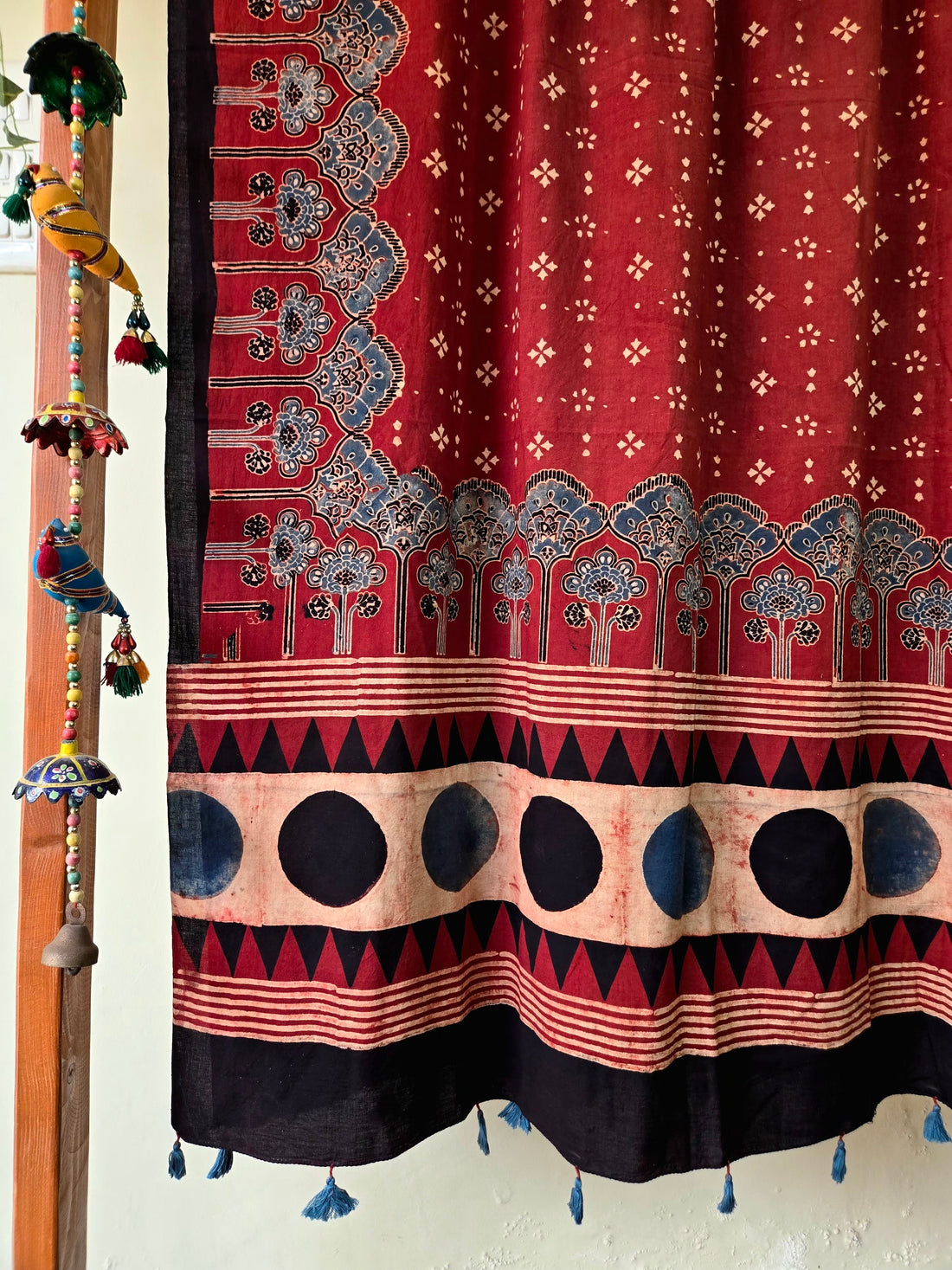 Ajrakh Hand Block Delicate Floral Printed Cotton Dupatta - Rust