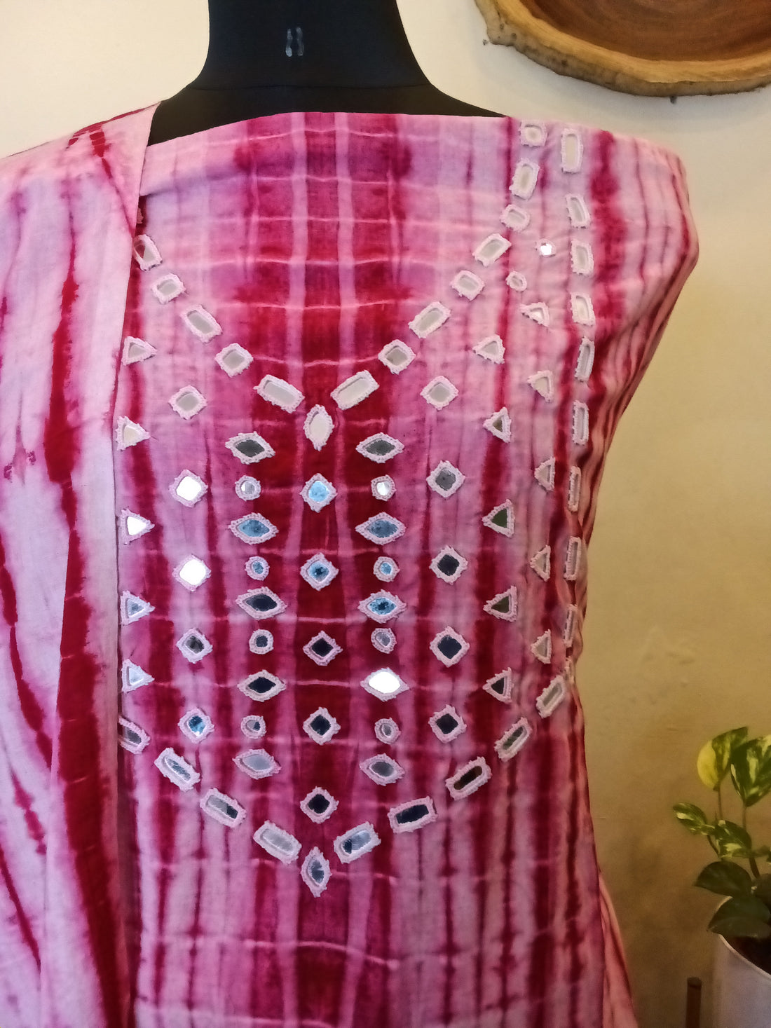 Shibori Unstitched 3 Piece Set - Pink