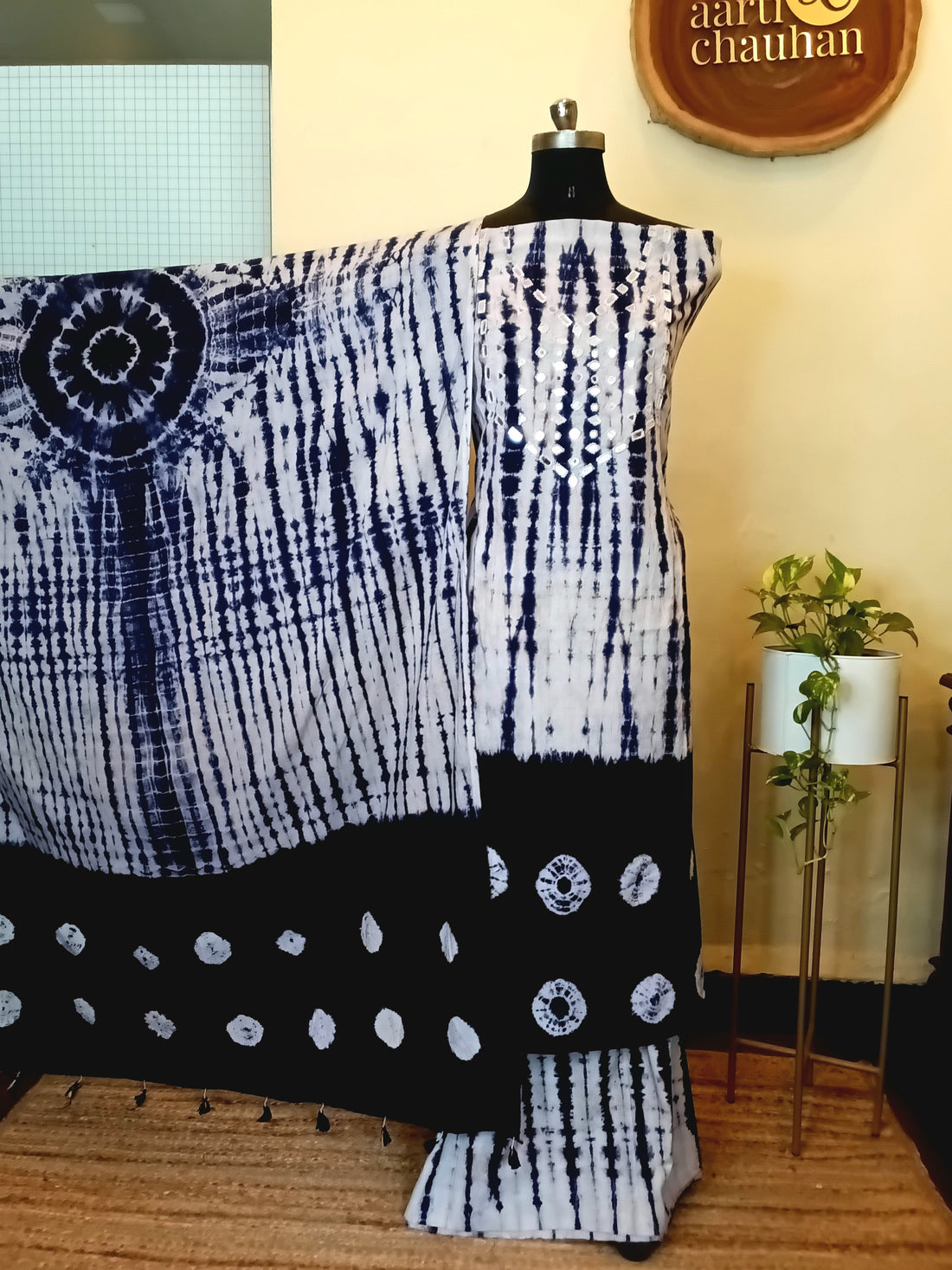 Shibori Unstitched 3 Piece Set - Indigo