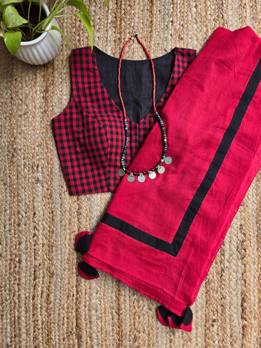 Checkmate - Handloom Blouse Red