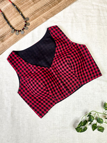 Checkmate - Handloom Blouse Red