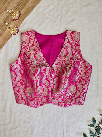 Adaa - Banarasi Kinkhab Blouse Pink