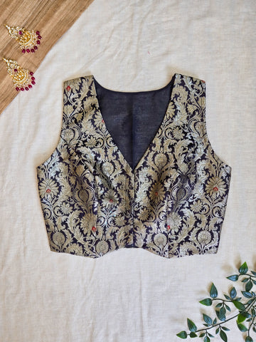 Adaa - Banarasi Kinkhab Blouse Black
