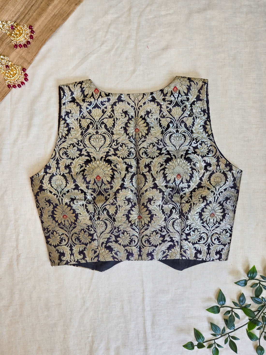 Adaa - Banarasi Kinkhab Blouse Black