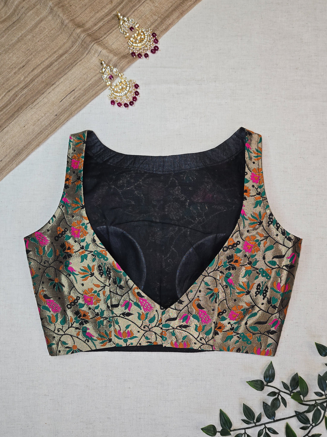 Mayura - Paithani Blouse Black