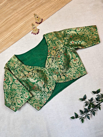 Kanak - Banarasi Kinkhab Blouse Green