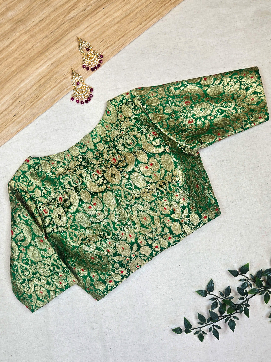 Kanak - Banarasi Kinkhab Blouse Green