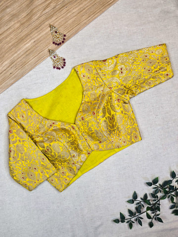 Kanak - Banarasi Kinkhab Blouse Yellow