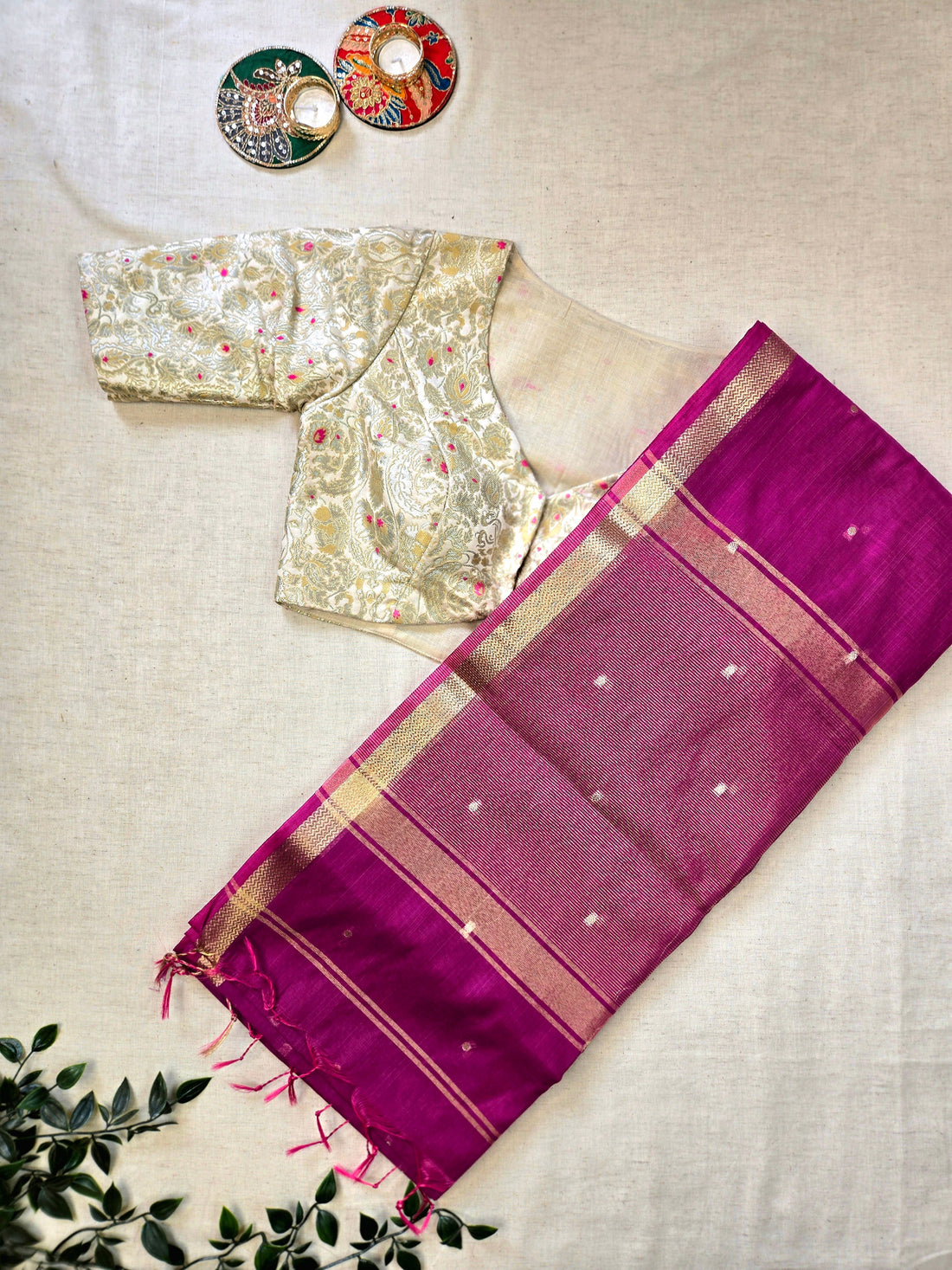 Sada Bahar Cotton Silk Saree - Magenta