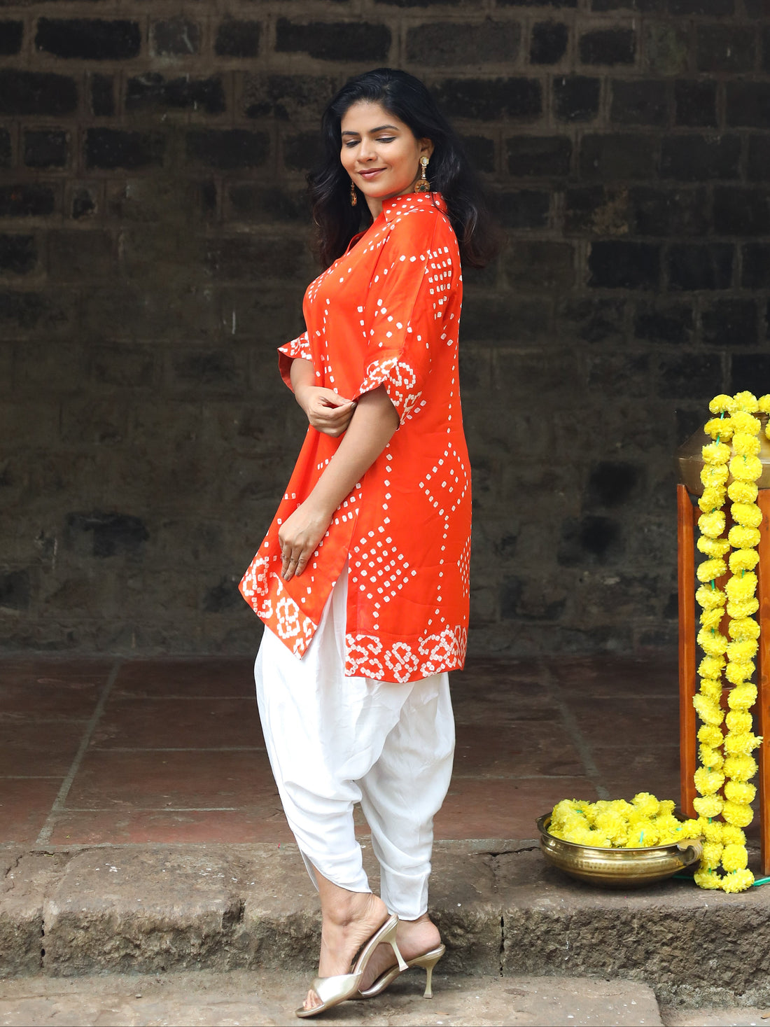 Rangrez-Bandhani  Comform Fit Orange Top