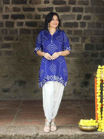 Rangrez-Bandhani Comfort Fit Blue Top