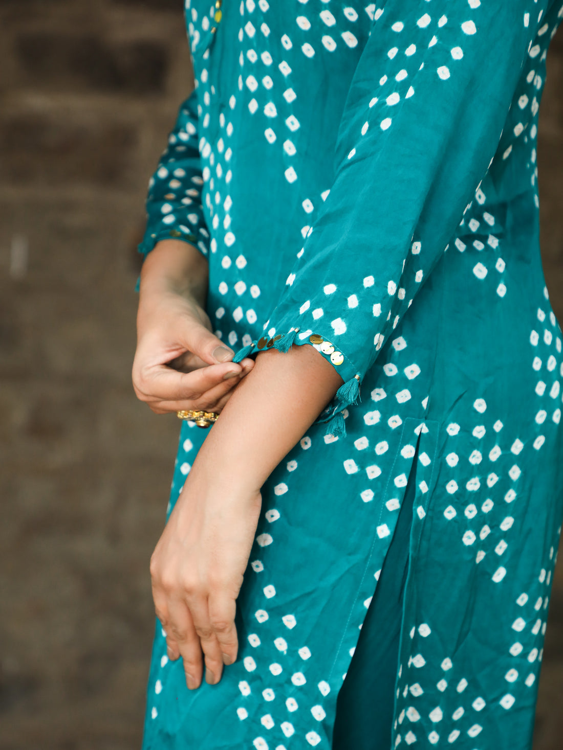 Rangrez-Modal Silk Bandhani Kurti Rama Green