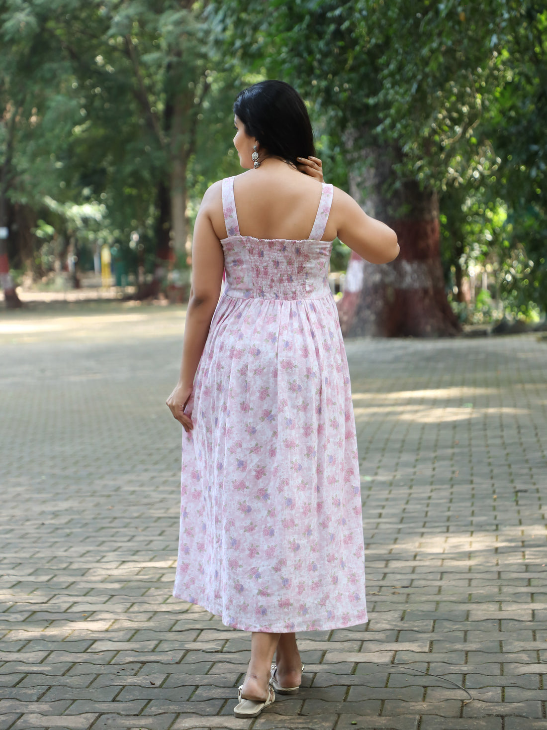 Gulzar- Crushed Cotton Pink Dress