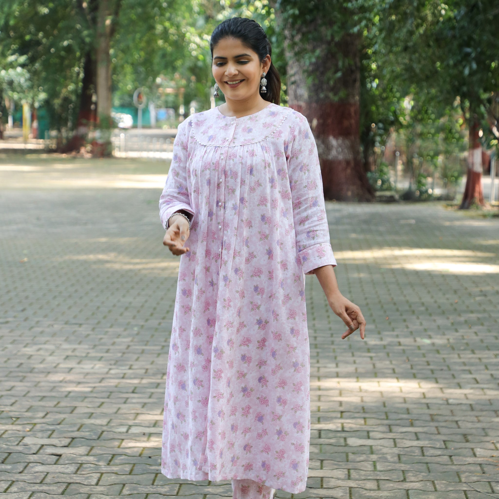Gulzar- Crushed Cotton Coords Pink