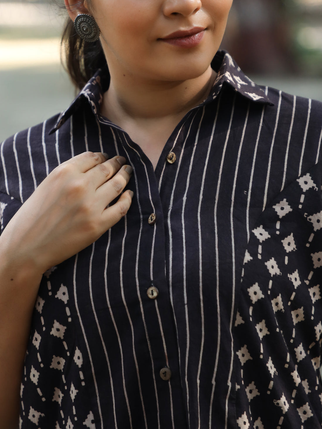 Arja-Ajrakh Cotton Shirt Black