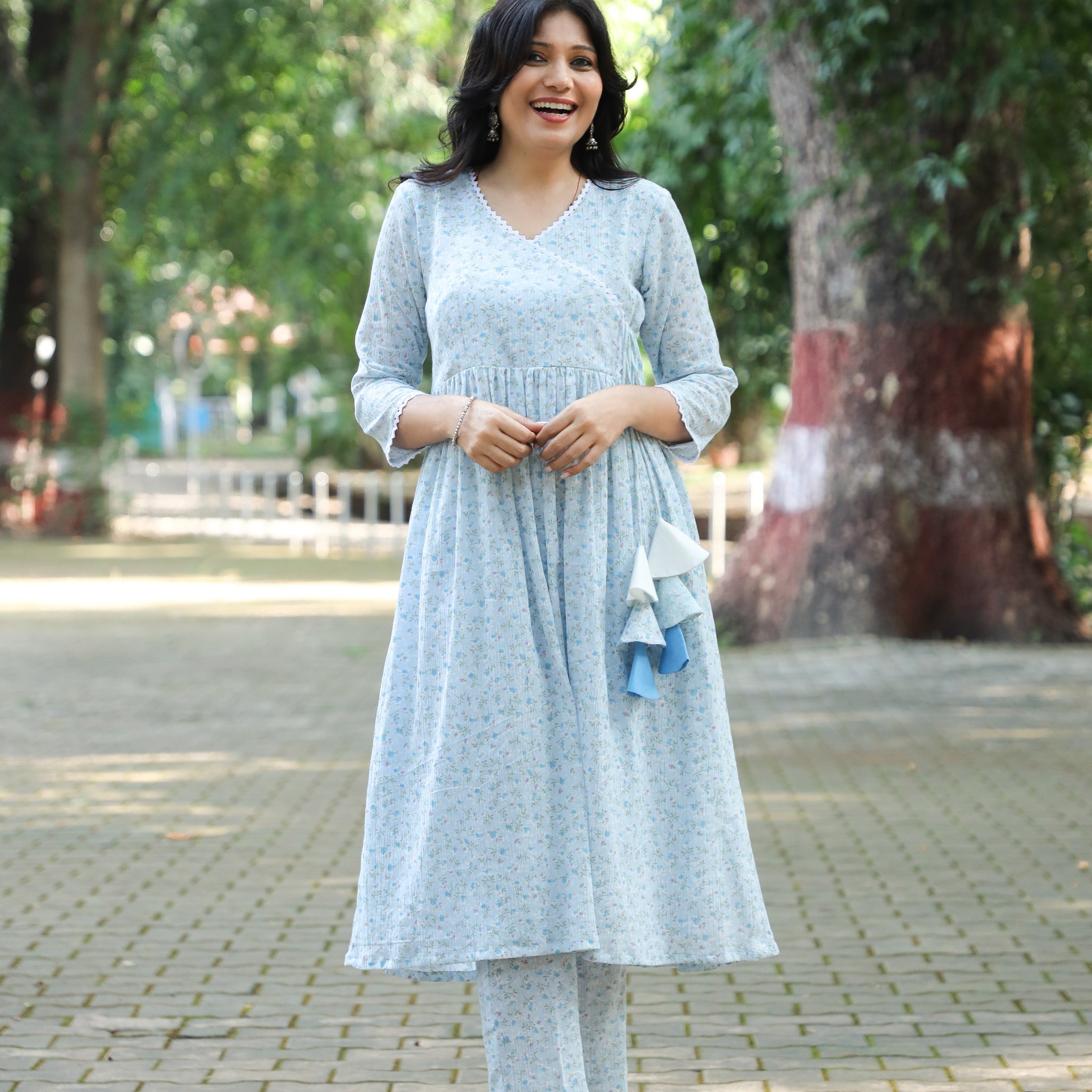 Gulzar- Crushed Cotton Blue Kurti