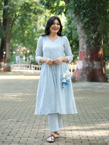 Gulzar- Crushed Cotton Blue Kurti