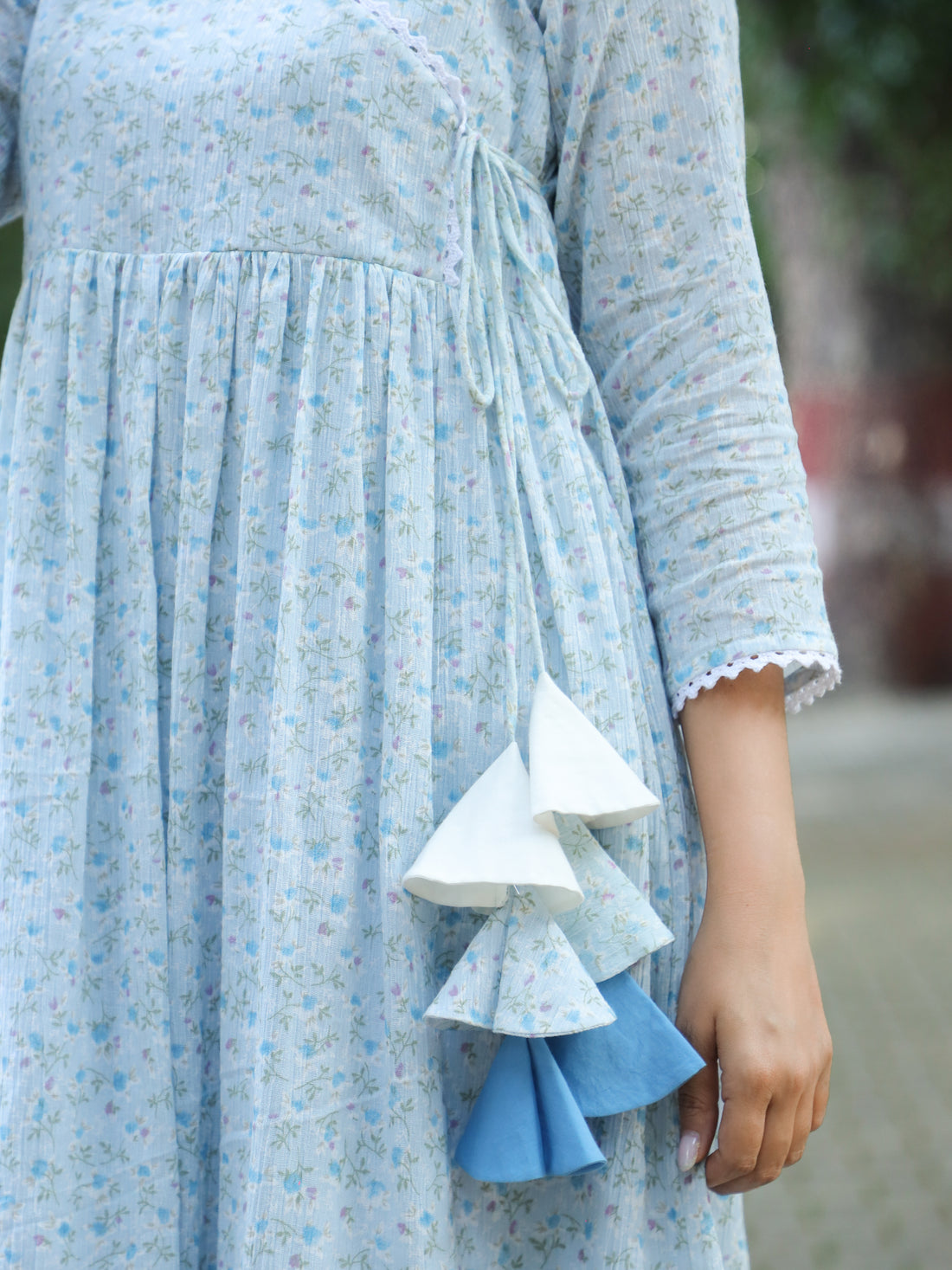 Gulzar- Crushed Cotton Blue Kurti