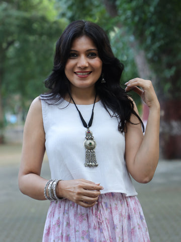 Gulzar- Crushed Cotton White Top