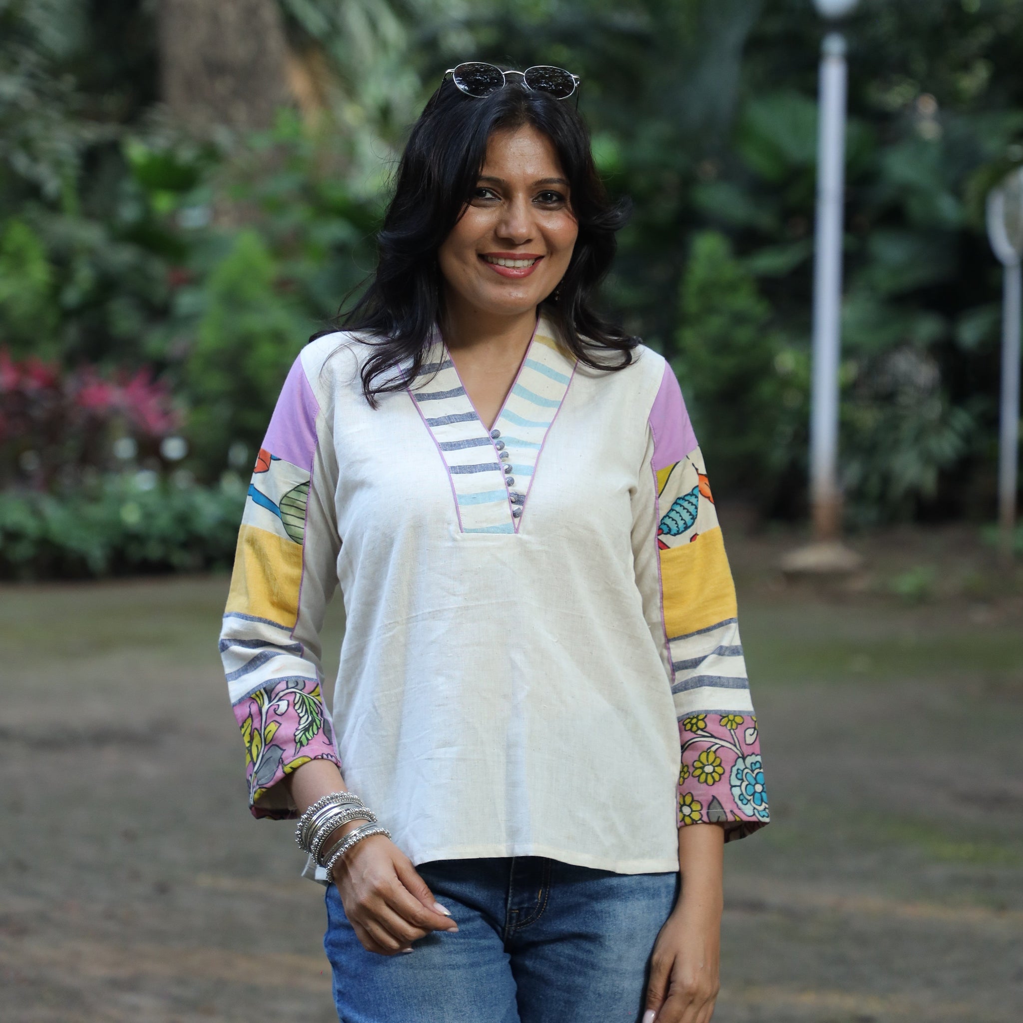 Stitched Stories- Handloom Top Off White