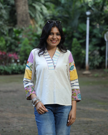 Stitched Stories- Handloom Top Off White