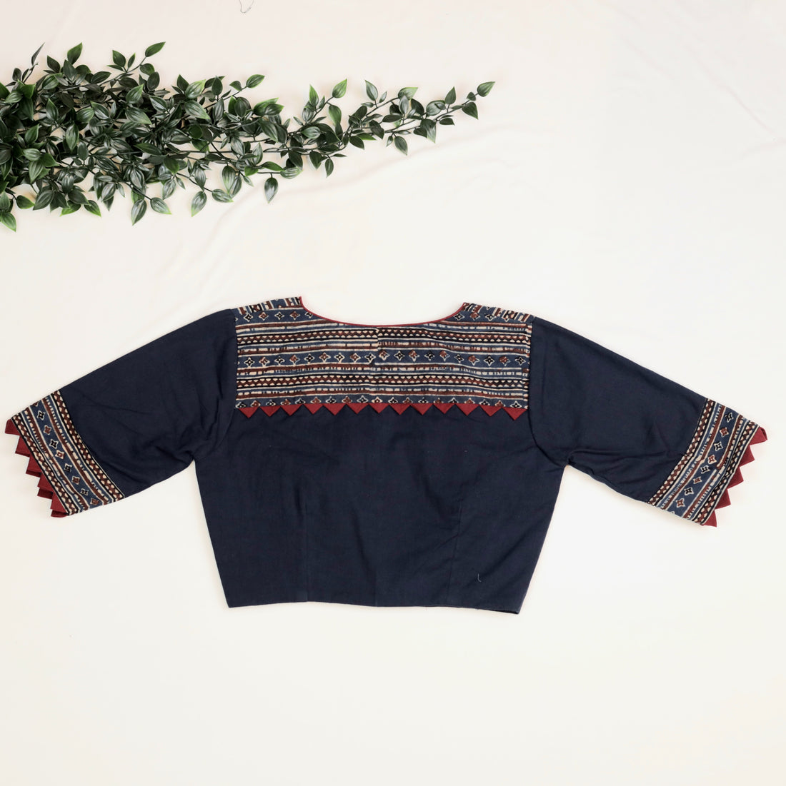 Cotton Ajrakh Blouse Indigo