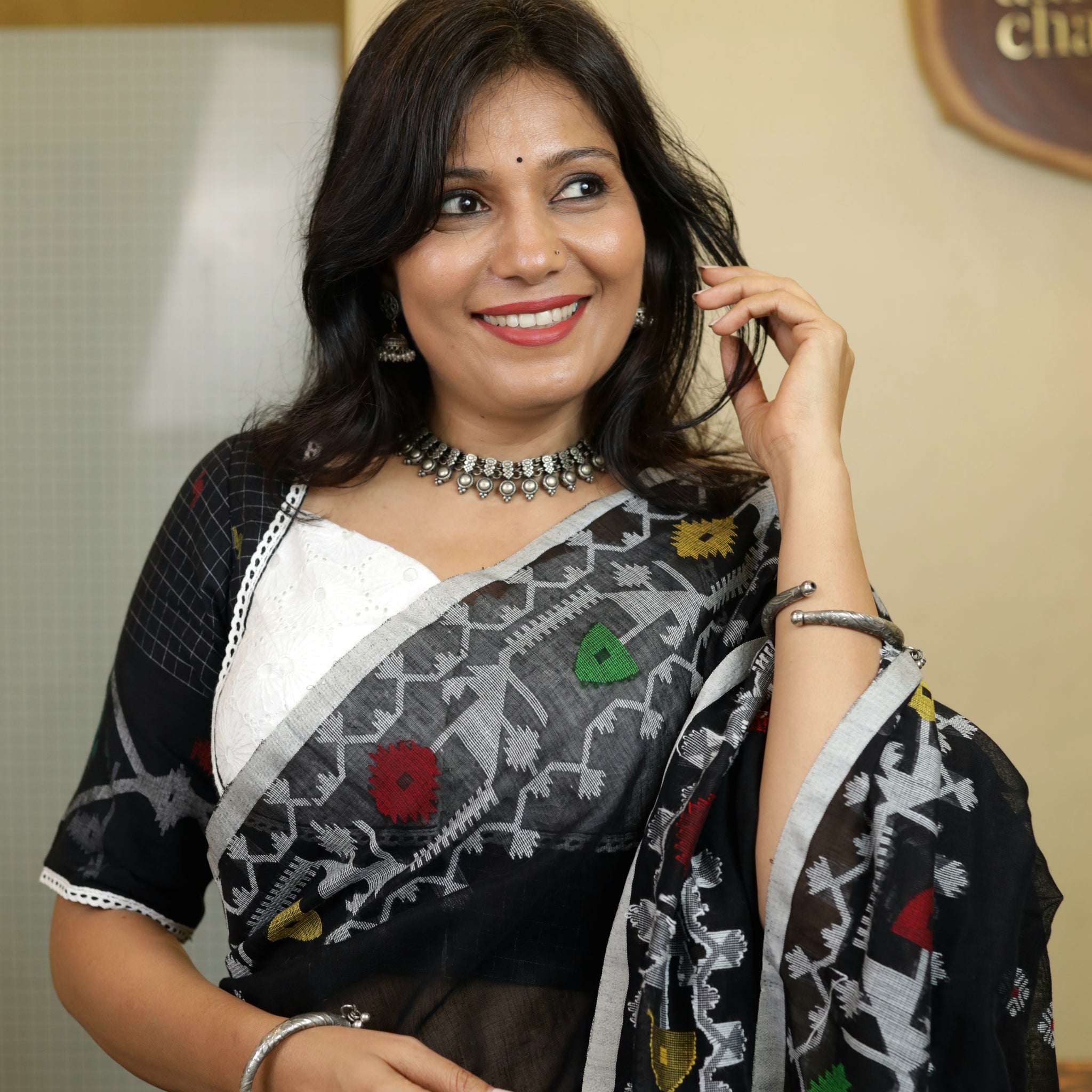 Handwoven Jamdani Blouse - Black