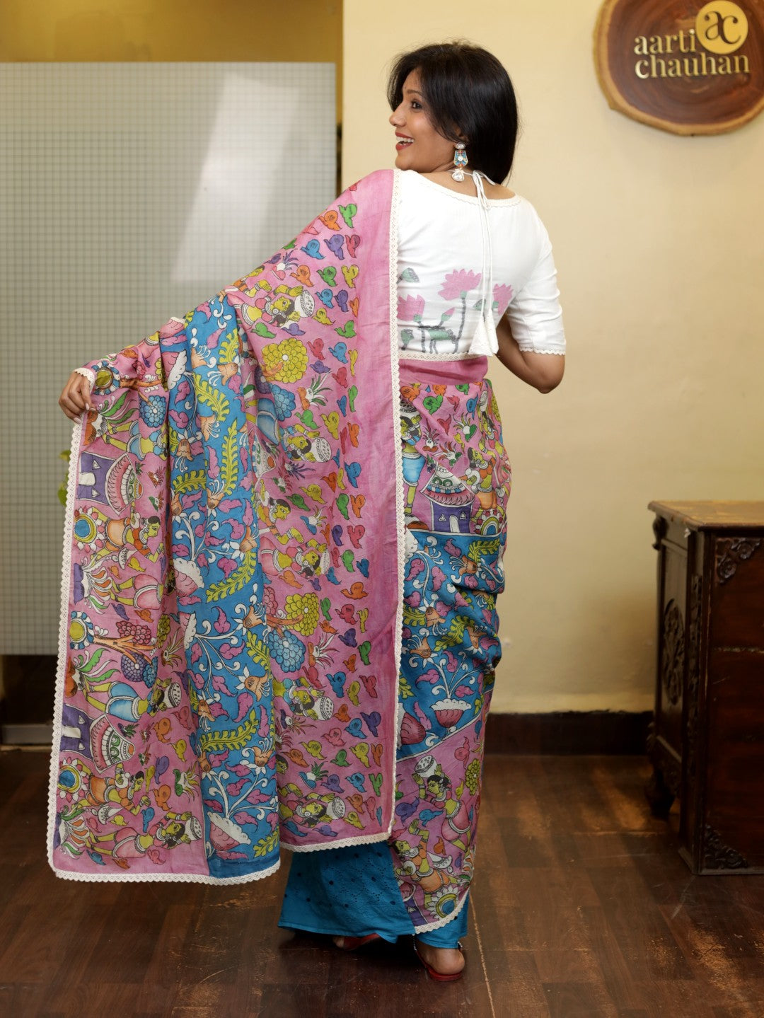 Handpainted Kalamkari Silk Saree