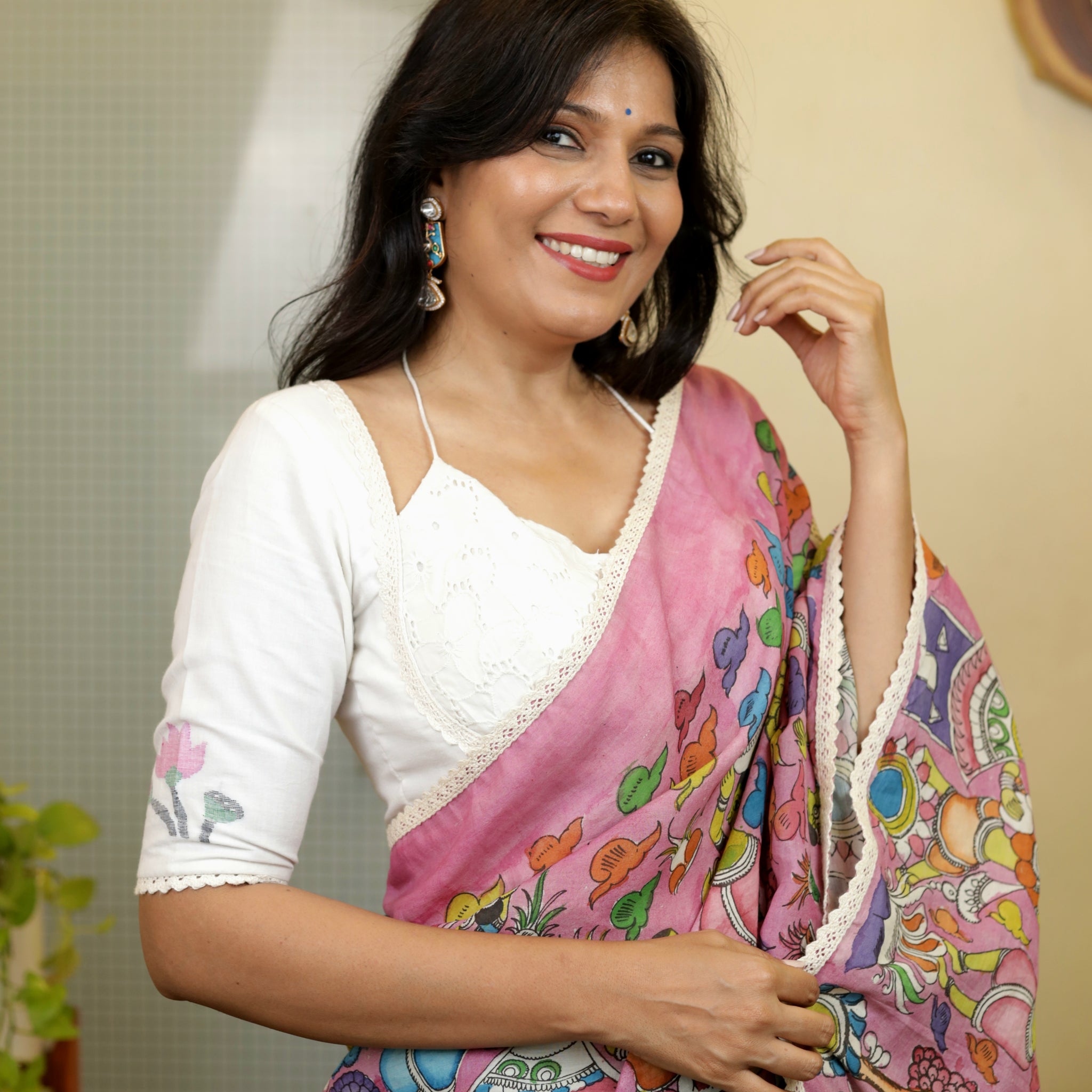 Handwoven Jamdani Fusion  Blouse - White