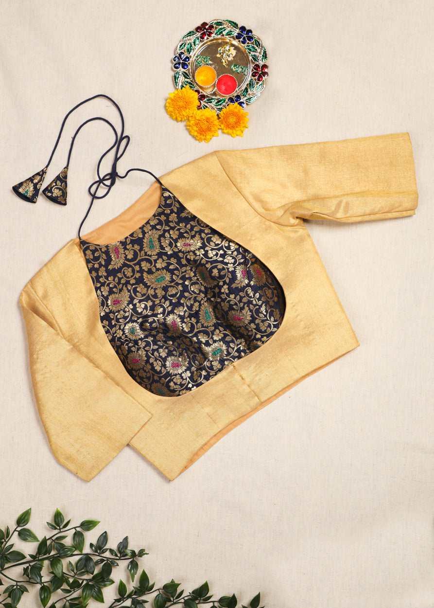 Rang dori- Brocade Blouse Set Blue