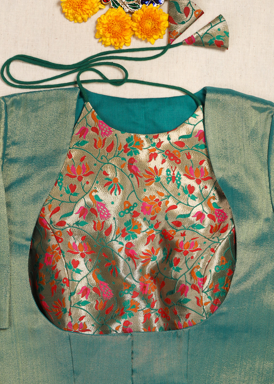 Rang dori- Paithani Blouse Set Green