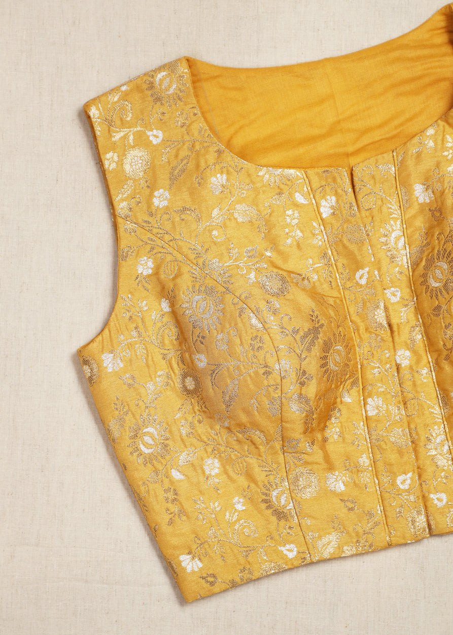 Kahini-Golden Yellow Banarasi Blouse