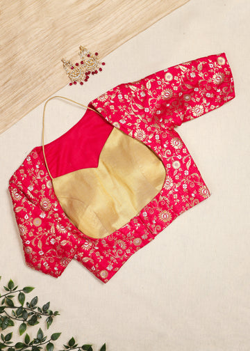 Vandini-Pink Banarasi Blouse Set