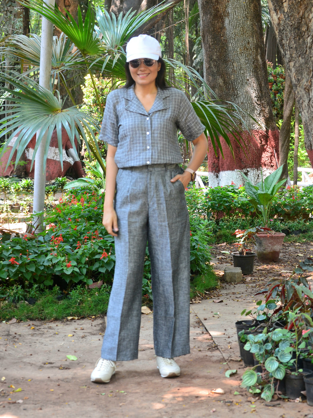 Crisp n Cool'-Pure Linen Trousers Grey