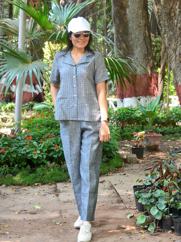 Crisp n Cool'-Pure Linen Trousers Grey