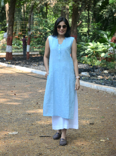 Crisp n Cool'-Pure Linen Kurti