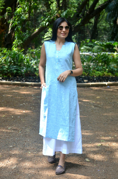 Crisp n Cool'-Pure Linen Kurti