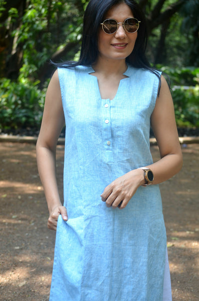 Crisp n Cool'-Pure Linen Kurti